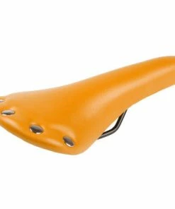 Endzone Selle Vélo Vintage Orange Imitation Cuir Avec Rivets